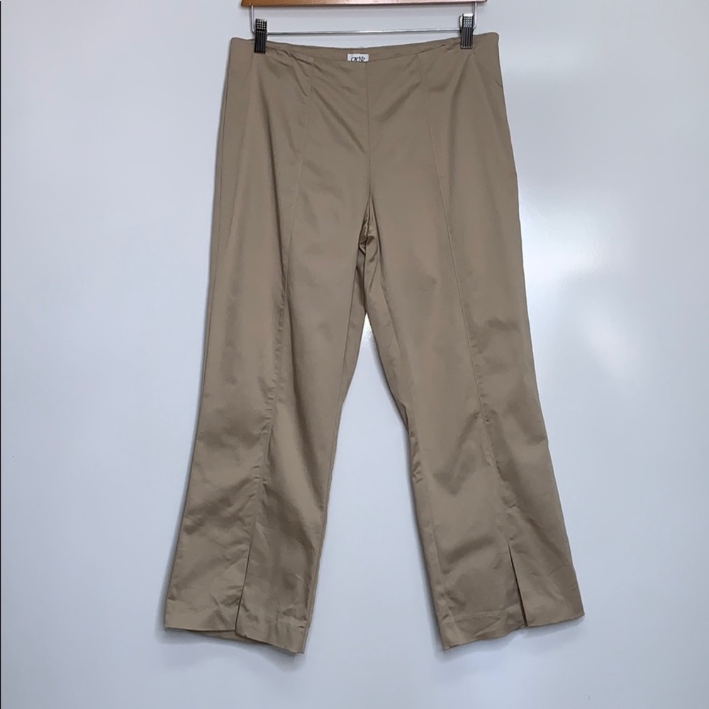 CACHE • Beige Khaki Cotton Nylon Crop Slit Pants